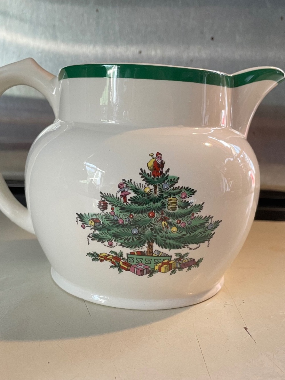 Spode Christmas Tree 24 ounce Jug Pitcher 4.5" Made in England Xmas Holiday